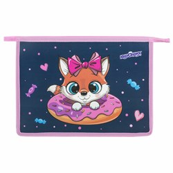 Папка для тетрадей ЮНЛАНДИЯ А4, 1 отделение, пластик, на молнии, "Donut worry", 272136 - фото 17000933