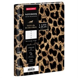 Тетрадь на кольцах А5 180х220, 120л, под кожу, BRAUBERG VISTA, Котик, 405209 - фото 17000978