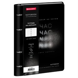 Тетрадь на кольцах А5 180х220, 120л, под кожу, BRAUBERG VISTA, Minimal черный, 405212 - фото 17000981