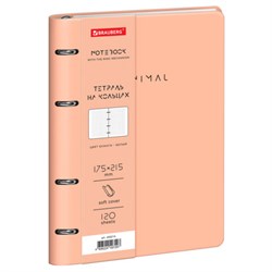 Тетрадь на кольцах А5 180х220, 120л, под кожу, фольга, резинка, BRAUBERG CLASSIC, Minimal сиреневый, 405214 - фото 17000983