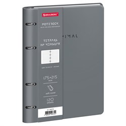 Тетрадь на кольцах А5 180х220, 120л, под кожу, фольга, резинка, BRAUBERG CLASSIC, Minimal мятный, 405216 - фото 17000985