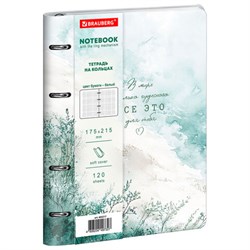 Тетрадь на кольцах А5 180х220, 120л, под кожу, фольга, резинка, BRAUBERG CLASSIC, Art of eye, 405217 - фото 17000986