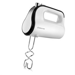 Миксер BRAYER BR1300, 350 Вт, 5 скоростей, 2 венчика, 2 крюка для теста, турборежим, белый - фото 17001000
