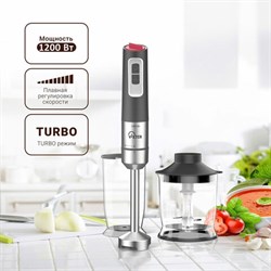 Блендер погружной 3 в 1 VIXTER HBW-2165, 1200 Вт, регулировка скорости, TURBO, 3 насадки, стакан черный - фото 17001004