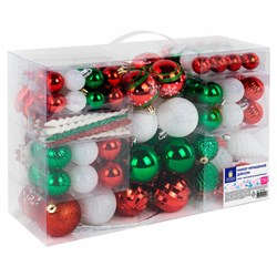 Шары ёлочные НАБОР 132 предмета "Red&Green", красный/зеленый/белый, пластик, ЗОЛОТАЯ СКАЗКА, 592180 - фото 17001142