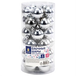 Шары ёлочные 30 шт., 4 см, "Solid Color", пластик, СЕРЕБРО, глянец, ЗОЛОТАЯ СКАЗКА, 592498 - фото 17001155