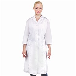 Халат медицинский женский белый, рукав 3/4, тиси, размер 52-54, рост 158-164, плотность ткани 120 г/м2, 610748 - фото 17001285