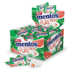 Жевательная резинка MENTOS (Ментос) "Pure White" со вкусом арбуза, 100 мини-упаковок по 2 г - фото 17001288