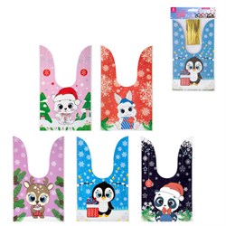 Пакетик подарочный НАБОР 35 штук, новогодний, 13,8х23 см, с зажимами, полиэтилен, ЗОЛОТАЯ СКАЗКА, 592423 - фото 17003281