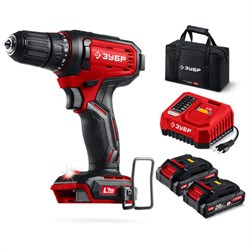 Дрель-шуруповерт безударная аккум 20 В, 40 Н·м, 2 АКБ LMS (2 А·ч), сумка ЗУБР Мастер ДШ-40-22 - фото 17035378