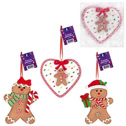 Украшение елочное (1 шт.) "Пряник", 12х9 см, полимерная глина, ассорти 3 дизайна, ЗОЛОТАЯ СКАЗКА, 592408 - фото 17057840