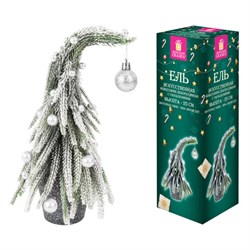 Ель новогодняя искусственная 25 см, "Елка-гном", заснеженная с декором, литой ПЭТ, ЗОЛОТАЯ СКАЗКА, 592515 - фото 17057841