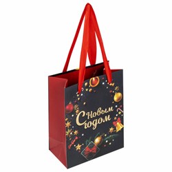 Пакет подарочный (1 штука) новогодний 11x6x15 см, ЗОЛОТАЯ СКАЗКА "New Year", фольга, 608228 - фото 17065754