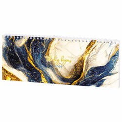 Планинг датированный 2026 285х112 мм, STAFF, гребень, картонная обложка, 64 л., "Мрамор", 117364 - фото 17067241