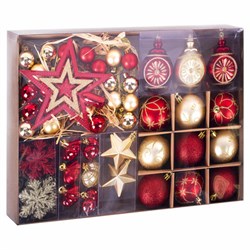 Шары новогодние ёлочные "Red & Gold Luxury" 70 предметов, красный/золото, ЗОЛОТАЯ СКАЗКА, 591714 - фото 17067357