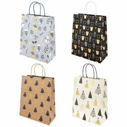 Пакет подарочный НАБОР 4 штуки новогодний 26x13x32 см, "Kraft Large", ЗОЛОТАЯ СКАЗКА, 592133 - фото 17067366