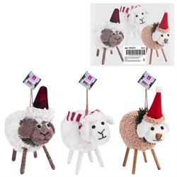 Украшение ёлочное (1 шт.) "Овечка", 10х6х13 см, фланель, фетр, ассорти 3 дизайна, ЗОЛОТАЯ СКАЗКА, 592421 - фото 17067372