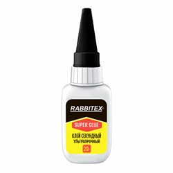Клей секундный суперклей УЛЬТРАПРОЧНЫЙ, МАКСИМАЛЬНЫЙ ОБЪЕМ, набор 2х20 грамм, RABBITEX, 609805 - фото 17067392
