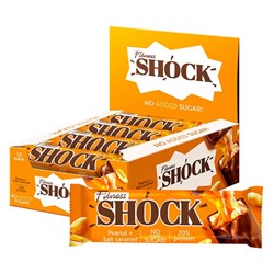 Батончик FITNESSHOCK арахис-соленая карамель, БЕЗ САХАРА, 12 шт. по 50 г в шоубоксе, 26113 - фото 17067400