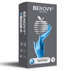 Перчатки нитриловые смотровые 50 пар (100 штук), размер 7-8, M (средний), BENOVY Nitrile Chlorinated - фото 17067403