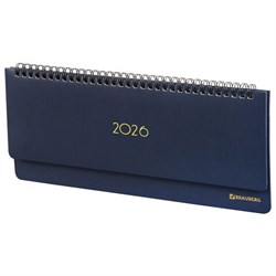 Планинг датированный 2026 305х140 мм BRAUBERG "Select", под кожу, темно-синий, 117231 - фото 17072561