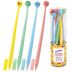 Ручка фигурная шариковая ЮНЛАНДИЯ "Смайлик", силиконовый корпус, ассорти, СИНЯЯ, пишущий узел 0,7 мм, 143793 - фото 17072703