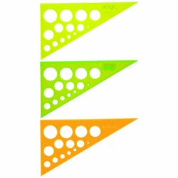 Треугольник пластиковый, угол 30, 19 см, BRAUBERG, с окружностями, прозрачный, неоновый, ассорти, 210619 - фото 17072819