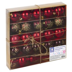 Шары новогодние ёлочные "Red Wine" НАБОР 21 предмет, пластик, красный, ЗОЛОТАЯ СКАЗКА, 591107 - фото 17073449