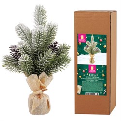 Ель новогодняя искусственная настольная 25 см, заснеженная, с шишками, литой ПЭТ, ЗОЛОТАЯ СКАЗКА, 592010 - фото 17073521