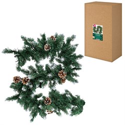 Гирлянда хвойная заснеженная с шишками, длина 270 см, диаметр 25 см, ЗОЛОТАЯ СКАЗКА, 592185 - фото 17073546