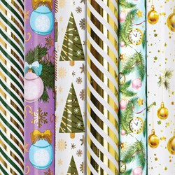 Бумага упаковочная новогодняя С ЭФФЕКТАМИ (1 шт.) "Gold&Green", 70х100 см, ассорти, ЗОЛОТАЯ СКАЗКА, 592186 - фото 17073547