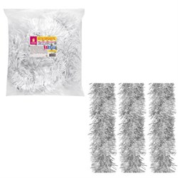 Мишура КОМПЛЕКТ 3 штуки, диаметр 100 мм, длина 2 м, серебристая, 592221 - фото 17073552