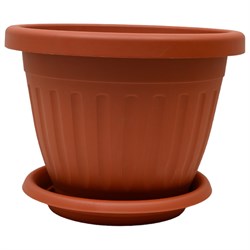 Кашпо ООО КЗНМ сильвер эко с блюдцем d 42, объём 24,6л терракот - фото 17075085