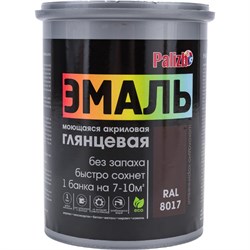 Акриловая эмаль Palizh глянцевая 602 темно-коричневая 1кг 1/6 - фото 17087396