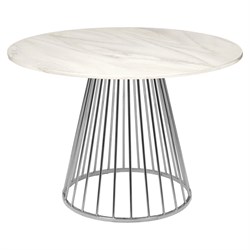 Стол BRADEX liverpool диаметр 100 см, керамогранит, белый мрамор с хромированными ножками - фото 17108892