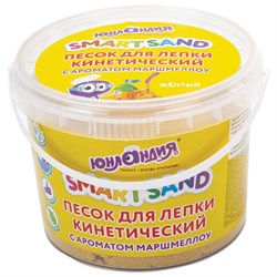 Песок для лепки кинетический ЮНЛАНДИЯ, желтый, 500 г, 2 формочки, ведерко, 104995 - фото 17137189