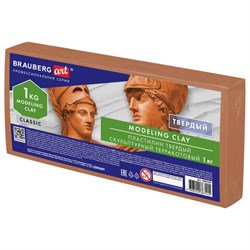 Пластилин скульптурный BRAUBERG ART CLASSIC, терракотовый, 1 кг, твердый, 106528 - фото 17137200