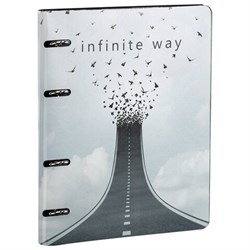 Тетрадь на кольцах А5 (180х220 мм), 80 листов, под кожу, клетка, BRAUBERG VISTA, Infinite way, 112132 - фото 17137226