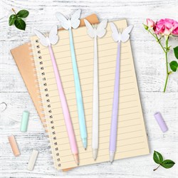 Ручка фигурная шариковая ЮНЛАНДИЯ "Бабочка", силиконовый корпус, ассорти, СИНЯЯ, пишущий узел 0,7 мм, 143795 - фото 17137325