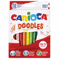 Фломастеры CARIOCA (Италия) "Doodles", 12 цветов, суперсмываемые, 42314 - фото 17137351
