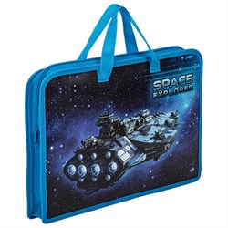 Папка на молнии с ручками ЮНЛАНДИЯ А4, 1 отделение, пластик, ширина 45 мм, "Space explorer", 270949 - фото 17137481