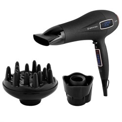 Фен BRAYER BR3001, 2200 Вт, 6 скоростей, 8 температурных режимов, сенсорное управление, серый - фото 17137682