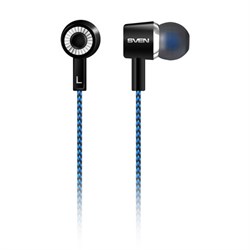 Наушники SVEN E-106, проводные, 1,2 м, вкладыши, черные с синим, SV-015398 - фото 17137721
