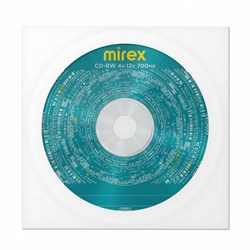 Диск CD-RW MIREX, 700 Мб, 4-12x, бумажный конверт, 1 штука, UL121002A8C - фото 17137729
