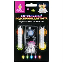Цифра-подсвечник "5" светодиодная, ЗОЛОТАЯ СКАЗКА, в наборе 4 свечи 6 см, 1 батарейка, 591428 - фото 17137746