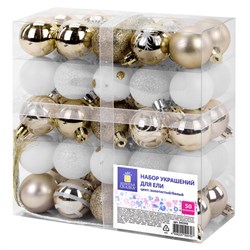 Шары елочные НАБОР 50 предметов "Новогодняя Сказка", пластик, золото/белый, ЗОЛОТАЯ СКАЗКА, 592593 - фото 17137782