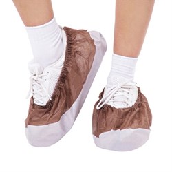 Бахилы ламинированные, КОМПЛЕКТ 500 шт., 38х16 см, спанбонд + ПВД, 100 мкм, 13 г, коричневые, ELEGREEN, ПВД-50/2р-Кор-Б - фото 17163116