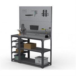 Стол-верстак ООО Металекс KIT 950х1400х500 мм, с боковыми полками, двумя перфопанелями и комплектом аксессуаров, серый - фото 17173572