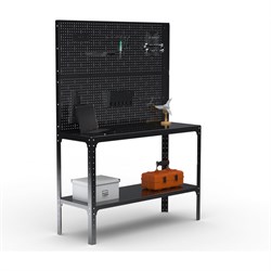 Стол-верстак ООО Металекс KIT 950х1100х500 мм, две полки + двойная перфопанель с комплектом аксессуаров, черный - фото 17173688