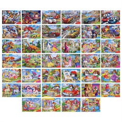 Пазлы картонные 24 элемента, КОМПЛЕКТ 40 шт., поле 17,5 х 13 см, РК - фото 17216824